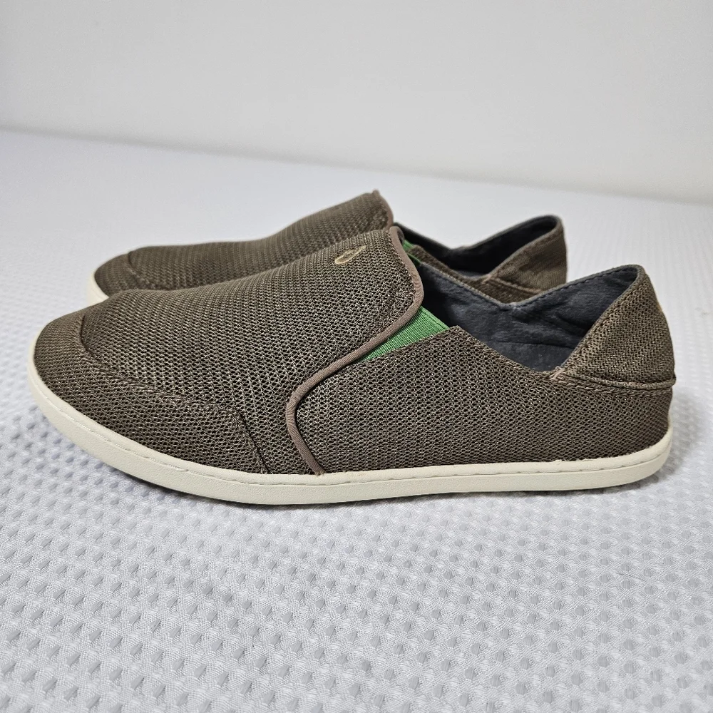 OluKai Mens Nohea Mesh Shoes Slip-On Summer Coastal Breathable Comfort Brown 9.5